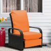 Outdoor Recliner Chair;  Automatic Adjustable Wicker Lounge Recliner Chair with 5.12'' Thicken Cushion