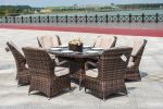 Direct Wicker Patio Wicker 7 Piece Oval Dining Set-Gray