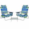 2 Pack 5-Position Outdoor Folding Backpack Beach Table Chair Reclining Chair Set