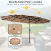 15 Feet Double-Sided Twin Patio Umbrella with Crank and Base