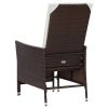 vidaXL Reclining Patio Chair with Cushions Poly Rattan Brown