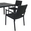 Outdoor Patio PE Wicker 5-Piece Dining Table Set with Umbrella Hole and 4 Dining Chairs for Garden, Deck,Black Frame+Black Rattan