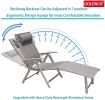 Aluminum Outdoor Folding Reclining Adjustable Chaise Lounge Chair with Cup Holder for Outdoor Patio Beach