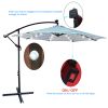 10 ft Outdoor Patio Umbrella Solar Powered LED Lighted Sun Shade Market Waterproof 8 Ribs Umbrella with Crank and Cross Base for Garden Deck Backyard