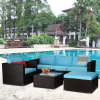 Outdoor Garden Patio Furniture 6-Piece Brown PE Rattan Wicker Sectional  Cushioned Sofa Sets