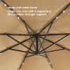 10 FT Solar LED Patio Outdoor Umbrella Hanging Cantilever Umbrella Offset Umbrella Easy Open Adustment with 32 LED Lights