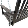 Front Porch Swing with Armrests; Wood Bench Swing with Hanging Chains; for Outdoor Patio ; Garden Yard; porch; backyard; or sunroom; Easy to Assemble;