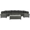 8-pieces Outdoor Wicker Round Sofa Set;  Half-Moon Sectional Sets All Weather;  Curved Sofa Set With Rectangular Coffee Table;  PE Rattan Water-resist