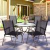 Set of 2 Patio Folding Sling Back Camping Deck Chairs