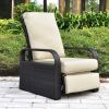 Outdoor Recliner Chair;  Automatic Adjustable Wicker Lounge Recliner Chair with 5.12'' Thicken Cushion