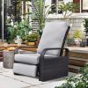 Outdoor Recliner Chair;  Automatic Adjustable Wicker Lounge Recliner Chair with 5.12'' Thicken Cushion