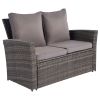 6 Piece Patio Furniture Set Outdoor Sectional Sofa Conversation Sofa Set with All-Weather Rattan Wicker for Porch Lawn Garden