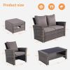 6 Piece Patio Furniture Set Outdoor Sectional Sofa Conversation Sofa Set with All-Weather Rattan Wicker for Porch Lawn Garden