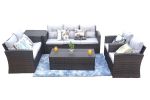 Direct Wicker Outdoor And Garden Patio Sofa Set 6PCS Reconfigurable Stylish And Modern Style With Seat Cushion